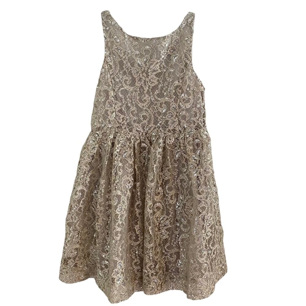 Polo Ralph Lauren Girls Dress Size 5 Lace metallic silver flower special formal